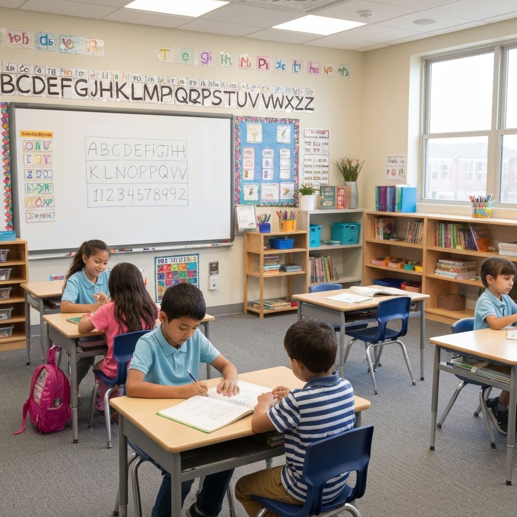 Educational classroom teaching letter to number conversion for math and coding