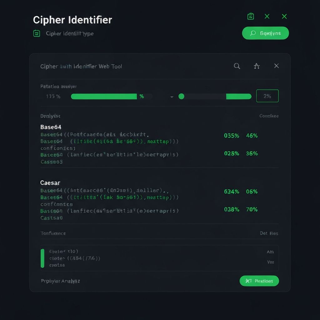 Cipher Identifier analyzing encrypted text and detecting cipher types