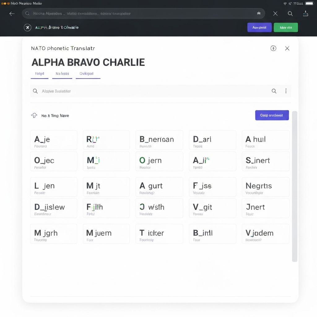 NATO Phonetic Alphabet Translator showing spelled out words